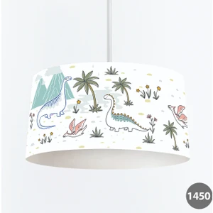 Palmiye ve Dinozorlar Desenli Desenli Çocuk Odası Dijital Baskılı Sarkıt Avize