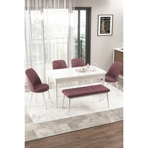 Concept Canisa Via Serisi Bench'li 80X132 Açılabilir 1.sınıf Beyaz Mutfak Masası Takımı