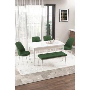 Concept Canisa Via Serisi Bench'li 80X132 Açılabilir 1.sınıf Beyaz Mutfak Masası Takımı