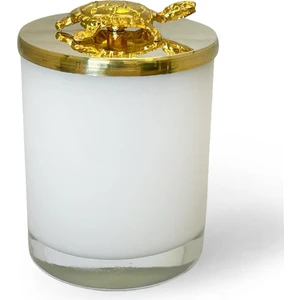 Lyn Home & Decor Gold Kaplumbağa Tepelikli Beyaz Mum