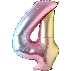 Bi Dolu Mutluluk Bidolumutluluk Gökkuşağı Renk 4 Rakamı Folyo Balon 34 Inç 76 cm