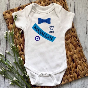 Sünnet Oldu Da Bitti Maşallah Baskılı Bebek Body Zıbın