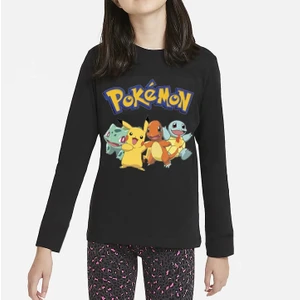 Pokemon Uzun Kol Çocuk Tişört Siyah