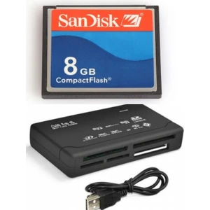 8 GB Compact  Flash  Hafıza Kartı - USB 2.0  Cf Kart Okuyucu