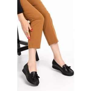 Deri Günlük Rahat Loafer Ayakkabı PYT.1200 - Siyah Cilt - 38