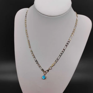 Figaro Zincir Nazar Boncuk Detaylı Kolye Gümüş Renk