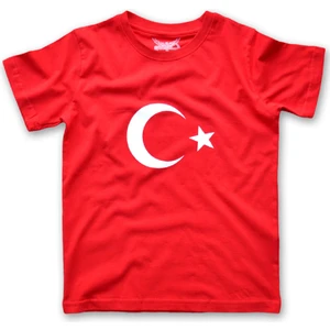Fly Tshirt Bayrak Çocuk Kısa Kollu T-Shirt - Kırmızı