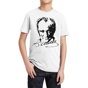 Fly Tshirt Atatürk Çocuk Kısa Kollu T-Shirt - Beyaz