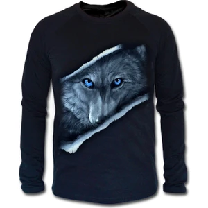 Fly Tshirt Içindeki Kurt Erkek Uzun Kollu Sweatshirt -Siyah