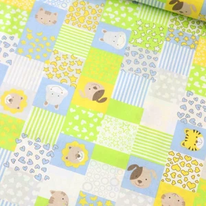 Daisy Star Mavi Renkli Hayvanlar Poplin Kumaş