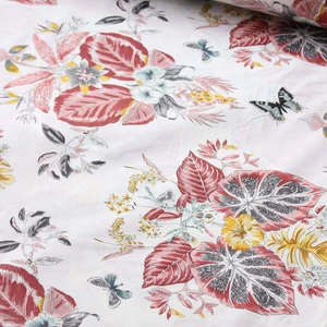 Wella Home Tropik Kelebek Kırmızı Nevresimlik Poplin Kumaş