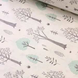 Mint Ağaçlar Nevresimlik Poplin Kumaş