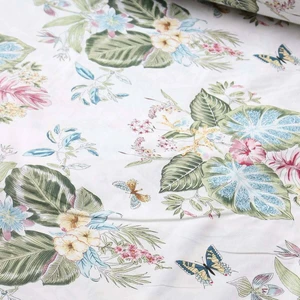 Wella Home Tropik Kelebek Yeşil Nevresimlik Poplin Kumaş