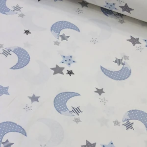 Wella Home Ay Yıldız Mavi Nevresimlik Poplin Kumaş