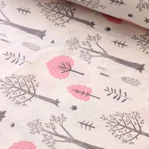 Pembe Ağaçlar Nevresimlik Poplin Kumaş