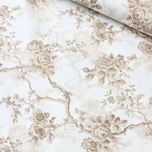 Wella Home Kahve Sarmaşık Gül Nevresimlik Poplin Kumaş