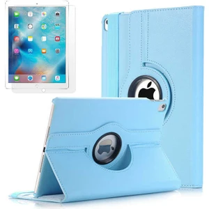 Apple iPad 9.7 2017 Uyumlu 360 Derece Dönen Standlı Pu-Deri New Case+Ekran Koruyucu
