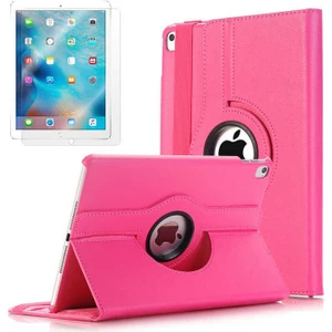 Apple iPad 9.7 2017 Uyumlu 360 Derece Dönen Standlı Pu-Deri New Case+Ekran Koruyucu