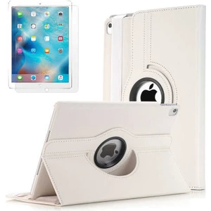 Apple iPad 9.7 2017 Uyumlu 360 Derece Dönen Standlı Pu-Deri New Case+Ekran Koruyucu