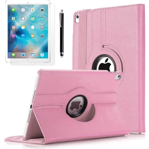 Apple iPad 9.7 2017 Uyumlu 360 Derece Dönen Standlı Pu-Deri New Case+Ekran Koruyucu
