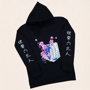 Kapşonlu Siyah Flowers Sweat
