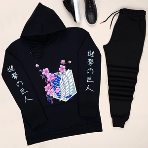 Kapüşonlu Flowers Eşofman Takımı