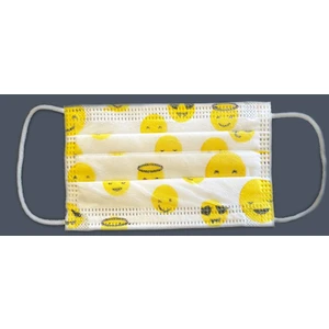 Cerrahi Çocuk Maskesi-Desenli 3 Katlı Emojili