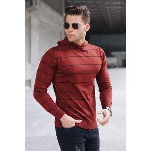 Kiremit Kapüşonlu Erkek Kazak 5623