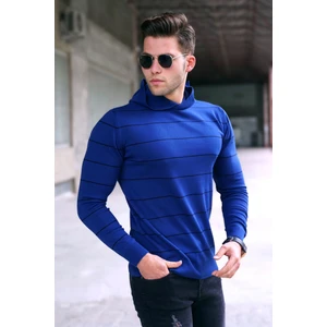 Indigo Kapüşonlu Erkek Kazak 5623
