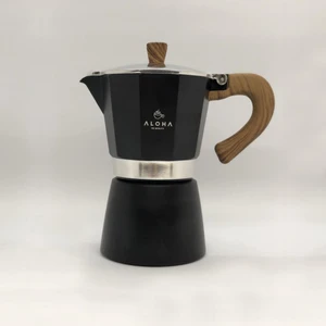 Ahşap Kulplu 6 Cups Moka Pot - Moka Pot 6 Cups-Moka Pot Siyah