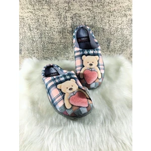 Altın Adım Kışlık Kadın Kalpli Ayıcık Desenli Ev, Çeyiz ve Misafir Terliği (!dar Kalıp!)