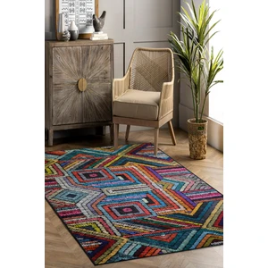 Decomia Home Dijital Baskılı Kaymaz Dot Taban Makinede Yıkanabilir Rengarenk Çizgi Des. Halı ve YOLLUK-D374