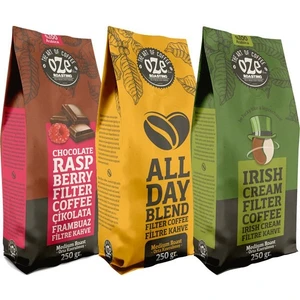 Aromalı Filtre Kahve Tanışma Seti Irish Cream, All Day Blend, Çikolata Frambuaz 3'lü 250G