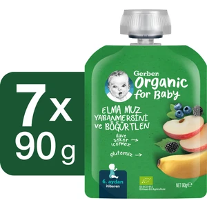 Organik Elma Muz Yabanmersini ve Böğürtlen Püresi 90G 7'li