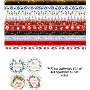 Tellgraf Yılbaşı Şerit ve Yuvarlak Sticker Seti