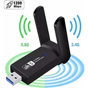 Dual Band USB 3.0 Adaptör Kablosuz Wifi Alıcı AC1200 Mbps