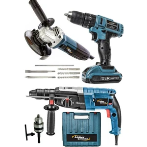 Lieber German Torq Motor Serisi 3 Makine Seti 58V Darbeli Şarjlı Matkap + 4100W Kırıcı Delici + 2900W Avuç Taşlama