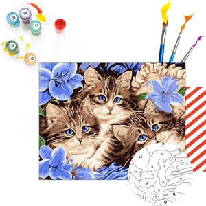 Boncuk Kediler Sayılarla Boyama Seti 40 x 50 cm Renkli ve Eğlenceli Sanat Deneyimi