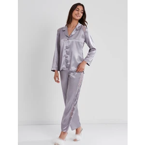 Pierre Cardin Kadın Gelin Dantelli Saten Pijama Takımı 1438