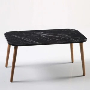 Orta Sehpa Kr Ahşap Torna Ayak Siyah Mermer Desen