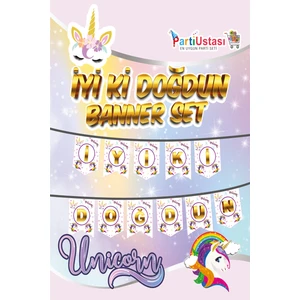 p parti oyunevi Parti Oyun Evi Unicorn Temalı Iyiki Doğdun Banner Yazı