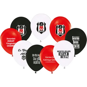 2+1 Beşiktaş Baskılı 12" Lateks Balon (8 Adet)
