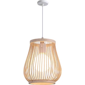 Bambu Rattan Çay Odası Kolye Işık Lambası Gölge Sanatı Avize Abajur