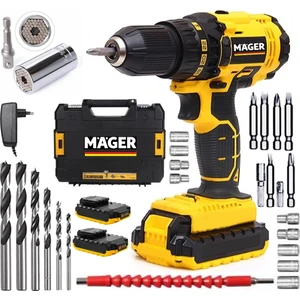 Darbeli 58 Watt 5 Ah Metal Şanzuman Şarjlı Matkap ve Gator Soket + 24 Parça Professional Set
