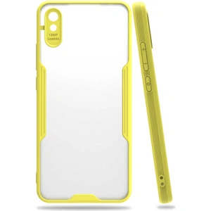 Xiaomi Redmi 9A Kılıf  Kenar Renkli Kamera Korumalı Mat Kapak Sarı