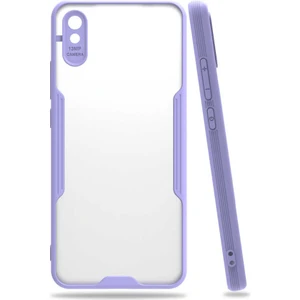 Xiaomi Redmi 9A Kılıf  Kenar Renkli Kamera Korumalı Mat Kapak Mor