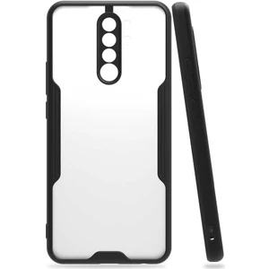 Xiaomi Redmi 9 Kılıf  Kenar Renkli Kamera Korumalı Mat Kapak Siyah
