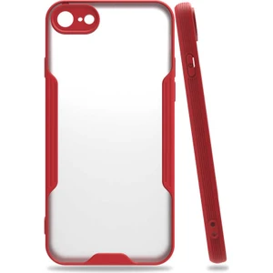 Apple iPhone 7 Kılıf  Kenar Renkli Kamera Korumalı Mat Kapak Kırmızı