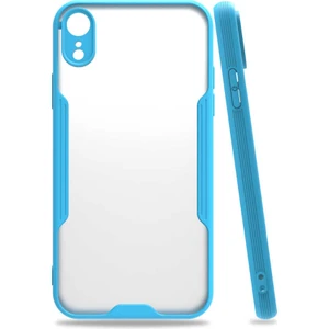 Apple iPhone Xr 6.1 Kılıf  Kenar Renkli Kamera Korumalı Mat Kapak Mavi