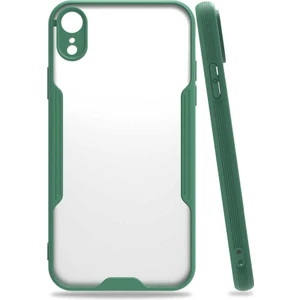 Apple iPhone Xr 6.1 Kılıf  Kenar Renkli Kamera Korumalı Mat Kapak Yeşil